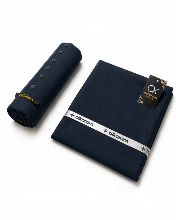 Premium Unstitched Fabric | Ink Blue