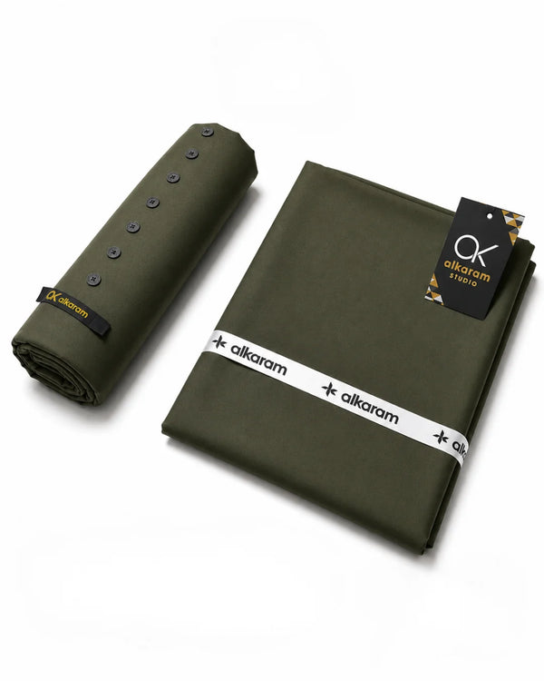 Premium Unstitched Fabric | Olive Green