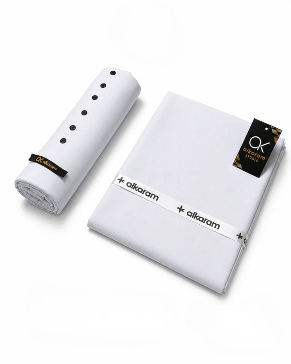Premium Unstitched Fabric | Pure White