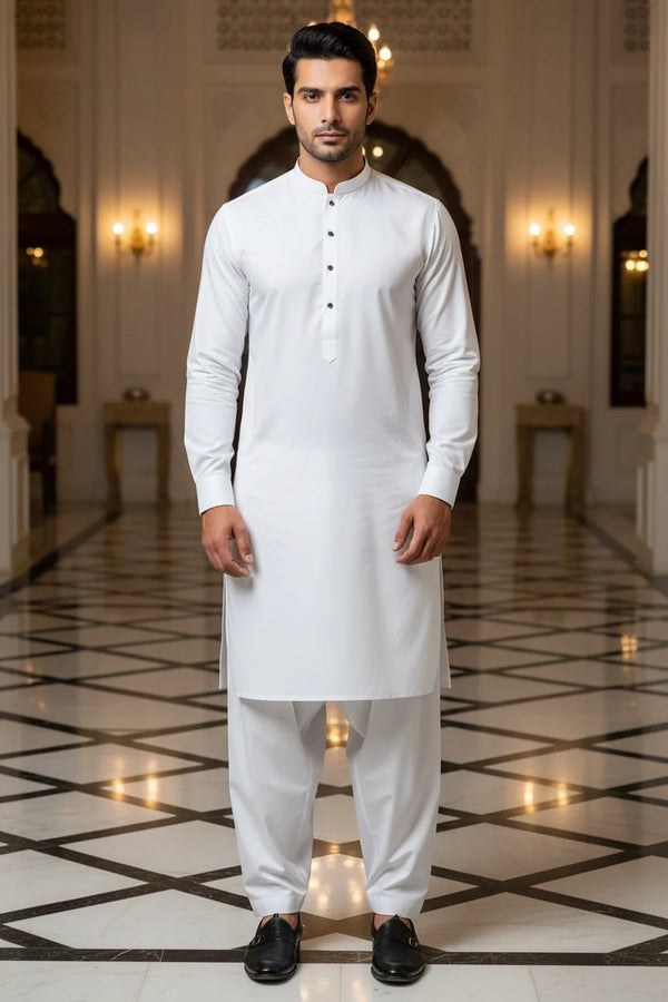 Premium Unstitched Fabric | Pure White