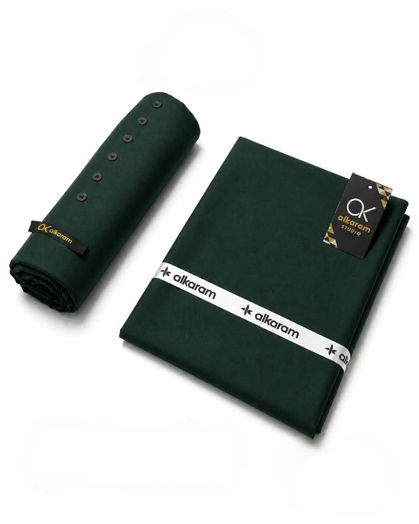 Premium Unstitched Fabric | Bottle Green