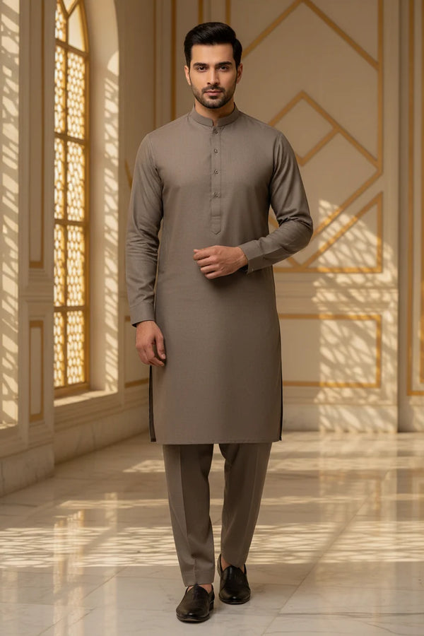 Premium Unstitched Fabric | Dark Taupe