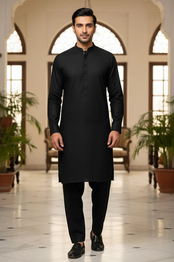 Premium Unstitched Fabric | Jet Black
