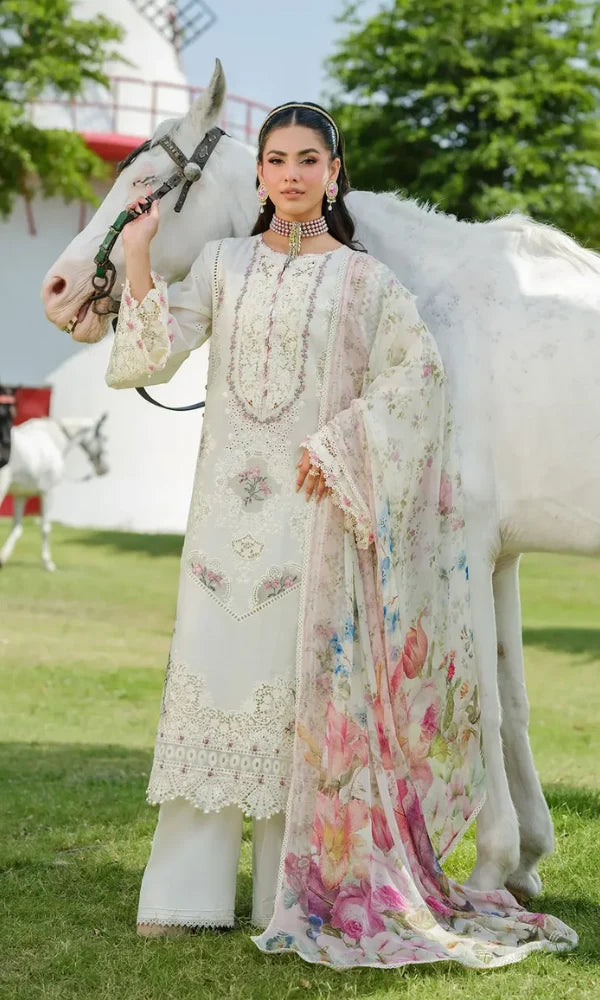3PC | Lawn EMB FPTF-WHITE EMPRESS