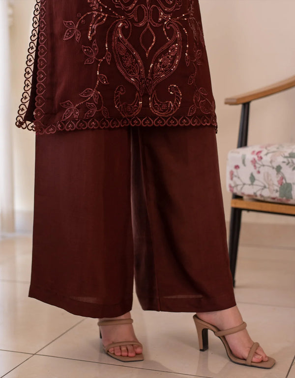 3PC | CHIFFON EMB FPFM-WINE WHISPER
