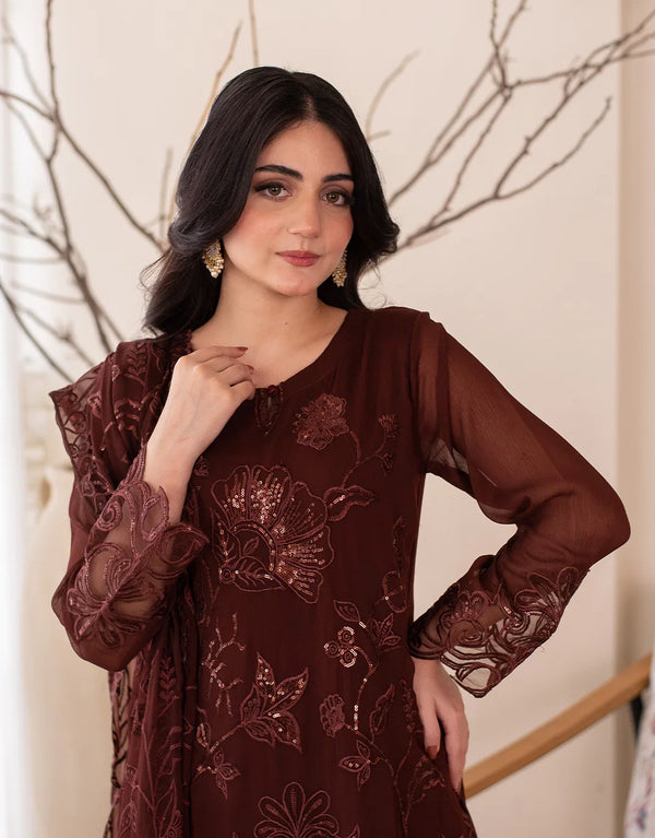 3PC | CHIFFON EMB FPFM-WINE WHISPER